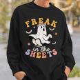 Retro Halloween Freak In The Sheets Ghost Boo Spooky Season Sweatshirt Gifts for Him