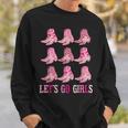Retro Lets Go Girls Boot Pink Western Cowgirl Sweatshirt Gifts for Him