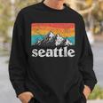 Seattle Washington Retro 70S 80S Mountains Nature Distressed Sweatshirt Gifts for Him