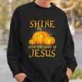 Shine With The Light Of Jesus Christian Halloween Pumpkin Sweatshirt Gifts for Him