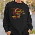 Spain Map Silhouette Towns Cities Madrid Travel Espana Sweatshirt Gifts for Him
