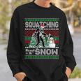 Squatching Through The Snow Bigfoot Ugly Sweater Christmas Sweatshirt Gifts for Him