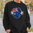 Superhero Australia Flag Aussie Hands Opening Shirt Chest Sweatshirt Gifts for Him