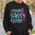 Sweet Sassy And Seven Girls Birthday Tie Dye 7 Year Old Kids Sweatshirt Gifts for Him