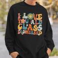 Teacher Last Day Of School Groovy I Love You Class Dismissed Sweatshirt Gifts for Him