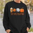 Tis The Season Pumpkin Leaf Latte Fall Volleyball Sweatshirt Gifts for Him