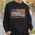 Uss Duncan Ffg-10 Ship Diagram American Flag Sweatshirt Gifts for Him
