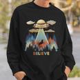 Vintage Cow Alien Abduction Area 51 Funny Ufo Alien Sweatshirt Gifts for Him