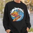 Vintage Summer Surfingskeleton Finger Waves Palm Trees Sweatshirt Gifts for Him