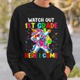 Watch Out 1St Grade Here I Come Unicorn Back To School Girls Sweatshirt Gifts for Him
