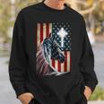Western Cowboy Cowgirl Patriot Horse Jesus Cross Usa Flag Sweatshirt Gifts for Him