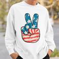 American Flag Peace Sign Hand 4Th Of July Patriotic Men Boys Patriotic Funny Gifts Sweatshirt Gifts for Him