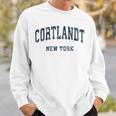Cortlandt New York Ny Vintage Varsity Sports Navy Sweatshirt Gifts for Him