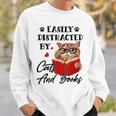 Easily Distracted By Cats And Books Funny Cat Lover Gifts For Cat Lover Funny Gifts Sweatshirt Gifts for Him