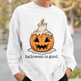 Halloween Is Good And Life Spooky Pumpkin Candle Halloween Sweatshirt Gifts for Him