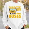 Kids School Bus Boys Funny Just A Boy Who Loves Buses Sweatshirt Gifts for Him