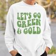 Let's Go Green & Gold Vintage Game Day Team Favorite Colors Sweatshirt Gifts for Him