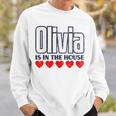 Olivia Is In The House Retro Hearts First Name Love Olivia Sweatshirt Gifts for Him