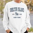Shelter Island Ny Vintage Sports Navy Boat Anchor Flag Sweatshirt Gifts for Him