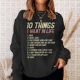 10 Things I Want In Life Cars Funny Driver Racing Racer Gift Cars Funny Gifts Sweatshirt Gifts for Her