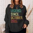 18 Years Old Legend Since October 2005 18Th Birthday Sweatshirt Gifts for Her