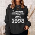 21St Birthday Gift Legend Since June 1998 Sweatshirt Gifts for Her