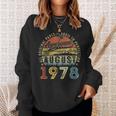 45 Year Old August 1978 Vintage Retro 45Th Birthday Sweatshirt Gifts for Her