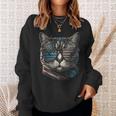 4Th Of July Cat American Flag America Patriotic Funny Sweatshirt Gifts for Her