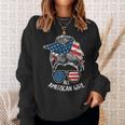 All American Girls 4Th Of July Messy Bun Hairdresser Sweatshirt Gifts for Her