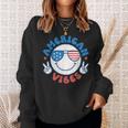 America Vibes Fourth 4Th Of July Happy Face Smile Patriotic Sweatshirt Gifts for Her