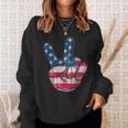American Flag Peace Sign Hand 4Th Fourth Of July Sweatshirt Gifts for Her