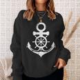 Anchor With Ship Sring Wheel Nautical Vintage Sailor Sweatshirt Gifts for Her