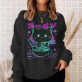 Anime Ramen Cat Retro Japanese Noodles Aesthetic Kawaii Cat Sweatshirt Gifts for Her