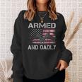 Armed And Dadly Funny Gun Lover Dad Usa Flag Fathers Day Sweatshirt Gifts for Her