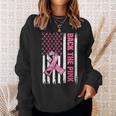 Back The Pink Warrior Flag American Breast Cancer Awareness Breast Cancer Awareness Funny Gifts Sweatshirt Gifts for Her