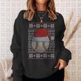 Baseball Ugly Christmas Sweater Santa Hat Sport Fan Xmas Sweatshirt Gifts for Her