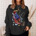 Bass Fishing Fish American Flag Dad Father Fourth Of July Sweatshirt Gifts for Her