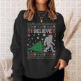 I Believe Big Foot Sasquatch Ugly Christmas Holiday Sweatshirt Gifts for Her