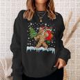 Bigfoot Christmas Tree Lights Xmas Boys Sasquatch Lovers Sweatshirt Gifts for Her
