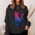 Bisexual Pride Flag Colors Astronomy Cat Sweatshirt Gifts for Her