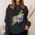 Blue Jay Bird Birdhouse And Pink Blossoms Bird Watching Sweatshirt Gifts for Her