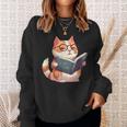 Bookish Cat With Glasses - Cute & Intellectual Design Sweatshirt Gifts for Her