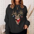 Buck Deer Antlers Christmas Lights Scarf Xmas Party Sweatshirt Gifts for Her