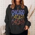 Chicago City Flag Downtown Skyline Chicago 2 Sweatshirt Gifts for Her