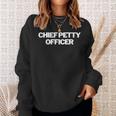 Chief Petty Officer Insignia Text Apparel US Military Sweatshirt Gifts for Her