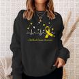 Childhood Cancer Awareness Heartbeat Gold Ribbon Sweatshirt Gifts for Her
