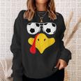 Cool Turkey Face With Soccer Sunglasses Thanksgiving Sweatshirt Gifts for Her