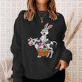Cute Bunny Riding Cow Happy Easter Cow Lover Gifts Sweatshirt Gifts for Her