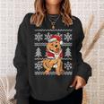 Cute Dog Santa Hat Ugly Christmas Sweater Holiday Sweatshirt Gifts for Her