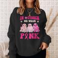 Cute Ghost Wednesday We Wear Pink Halloween Breast Cancer Sweatshirt Gifts for Her